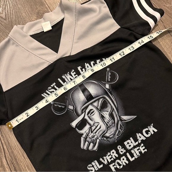 Las Vegas Raiders Nation Silver & Black for Life Jersey Black Mesh Youth Sz M - Picture 4 of 6